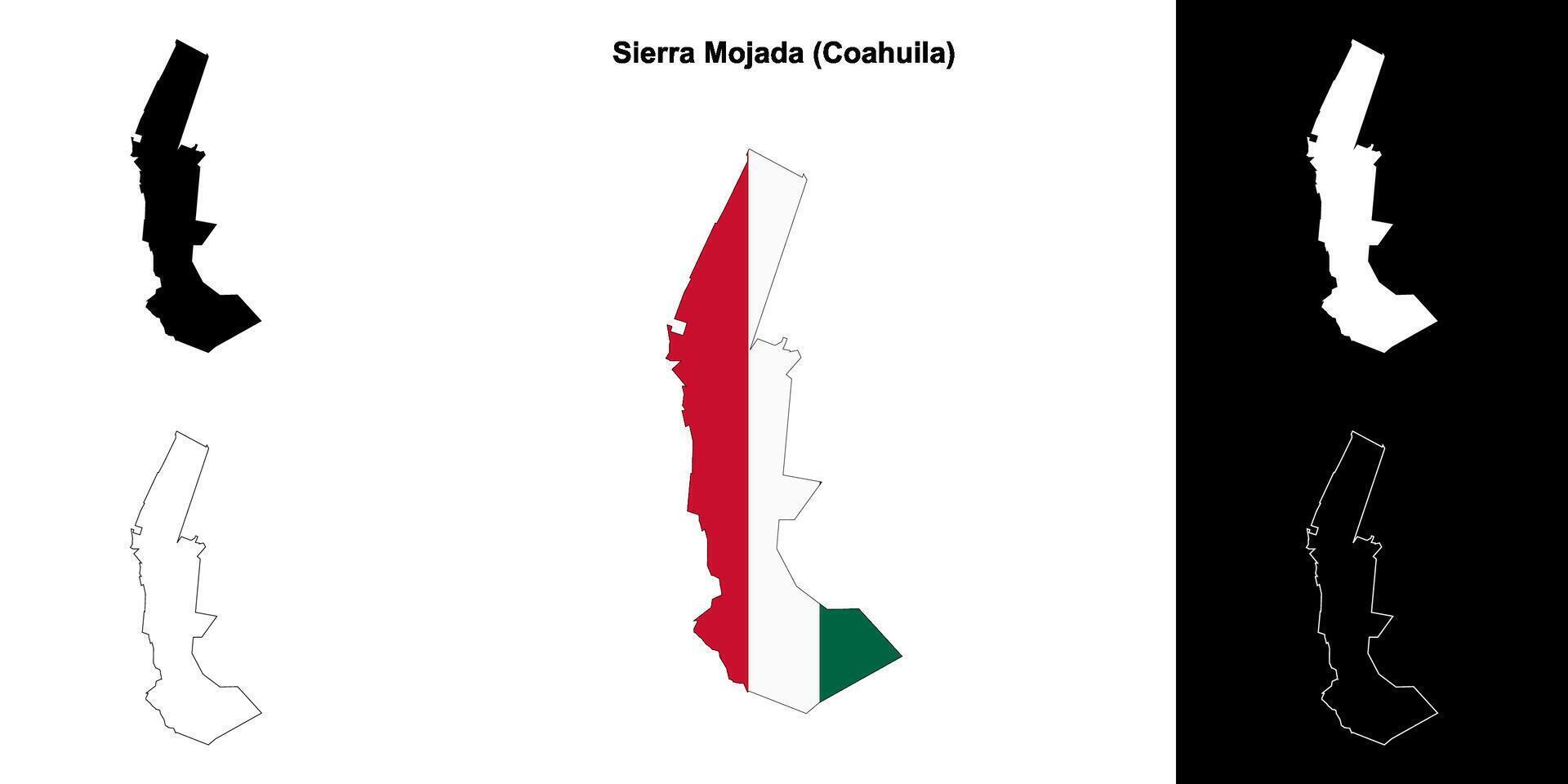 Sierra Mojada municipality, Coahuila outline map set vector