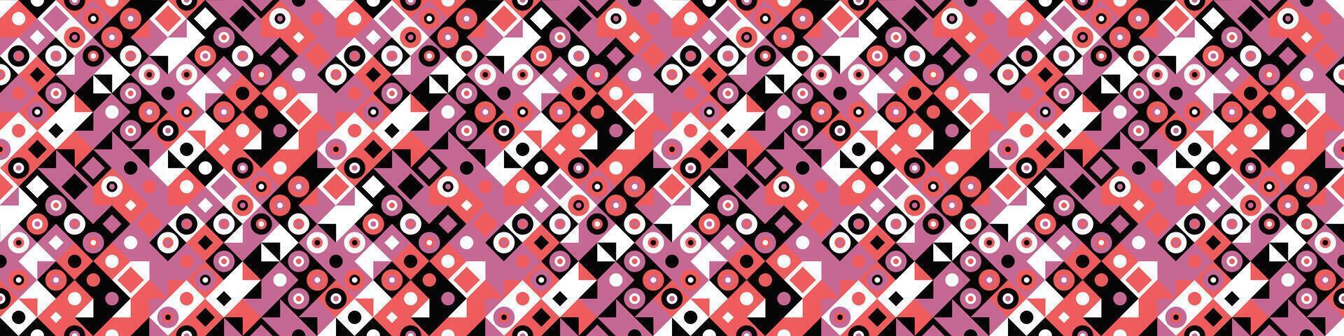 Seamless horizontal geometrical geometric mosaic pattern background - abstract repeating graphic design with four colors vector