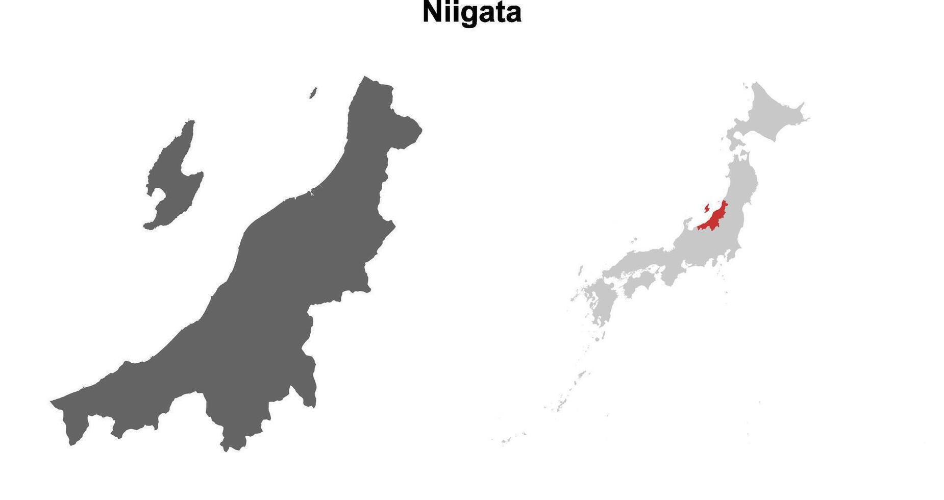 Niigata prefecture blank outline map set vector
