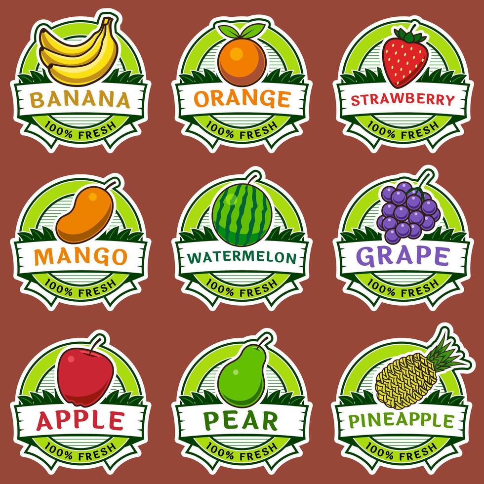 one set of Labels for fruit products vector