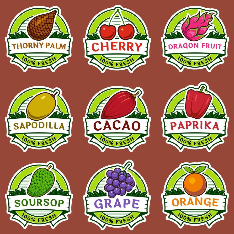 Bundle of logos and labels for fruit sales vector