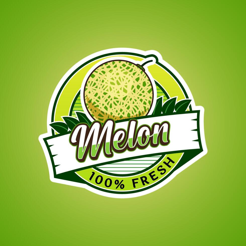 Logo label for Melon fruit with added text vector