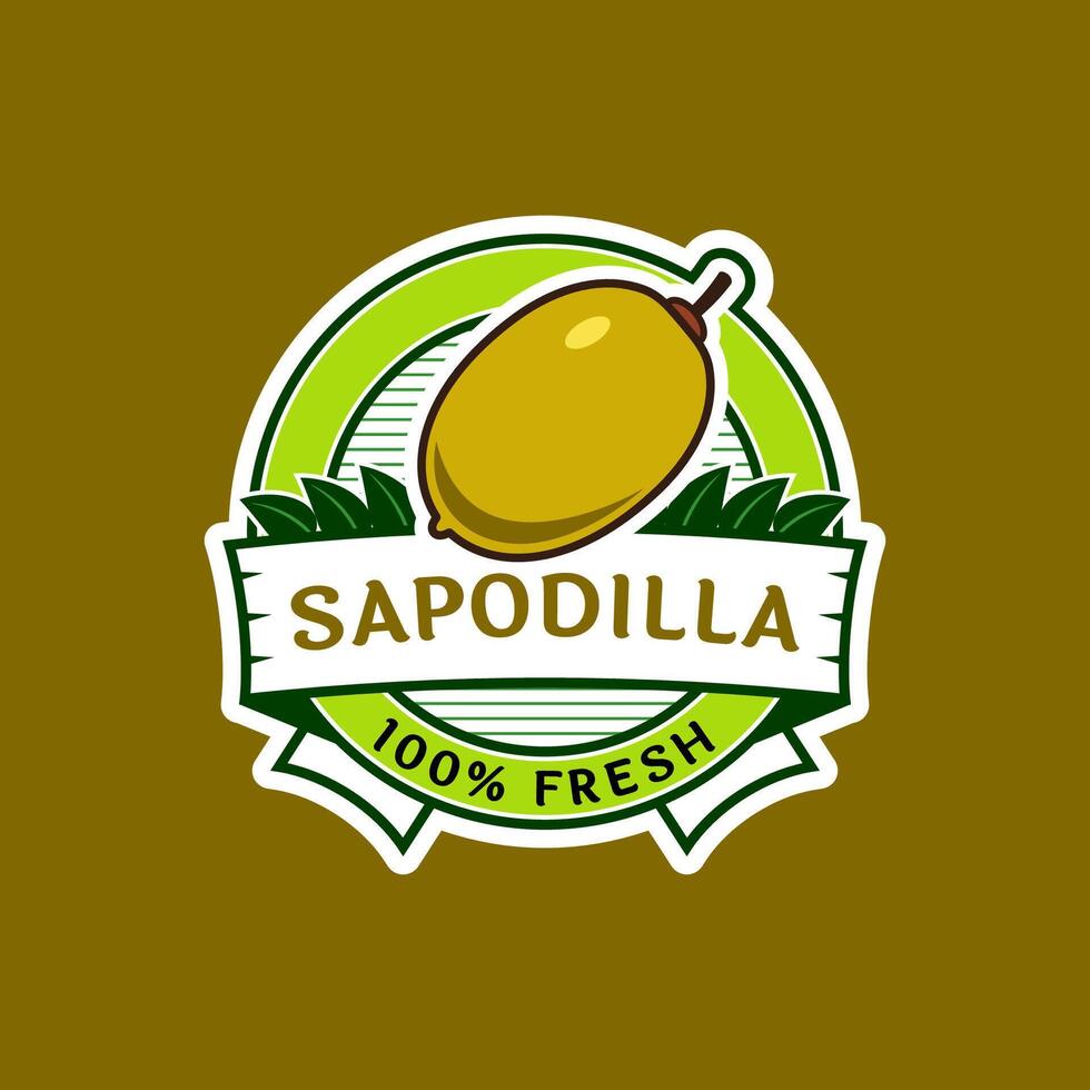 Logo label for Sapodilla fruit vector