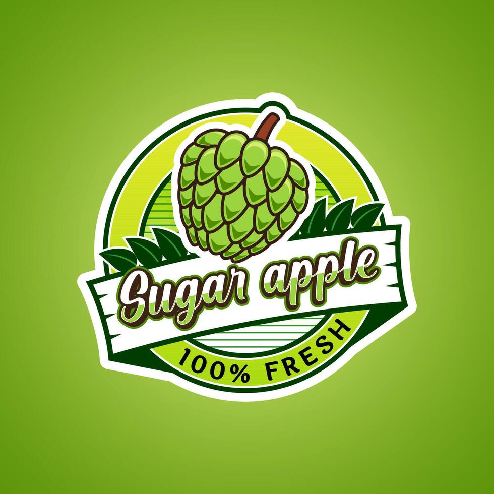 Logo label for Sugar apple fruit with added text vector