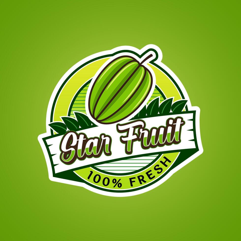 Logo label for Star fruit with added text vector