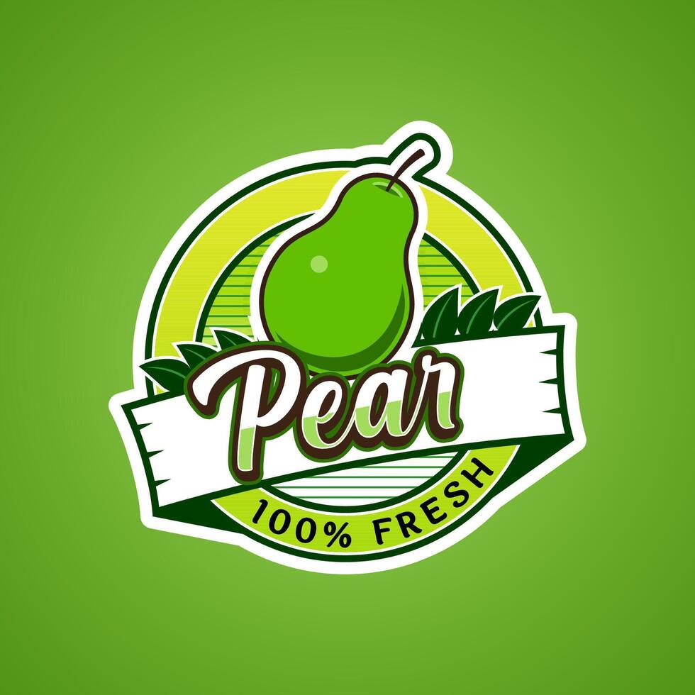 Logo label for Pear fruit with added text vector