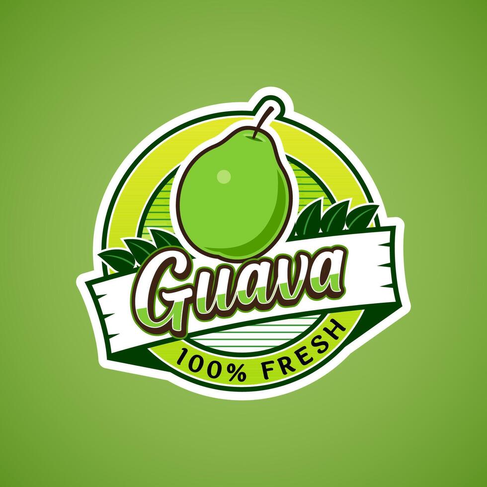Logo label for Guava fruit with added text vector