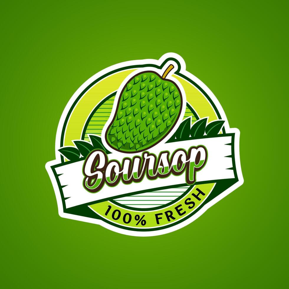 Logo label for Soursop fruit with added text vector