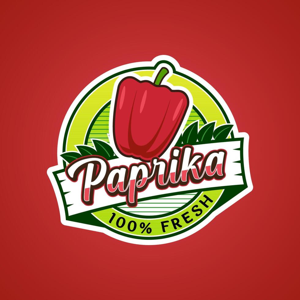 Logo label for Paprika fruit with added text vector