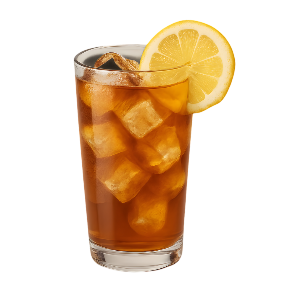 Refreshing lemon iced tea transparent background high-resolution digital photograph indoor environment close-up view png