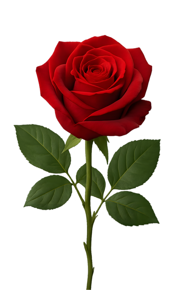 Realistic red rose isolated object on high resolution photorealistic image for nature lovers png