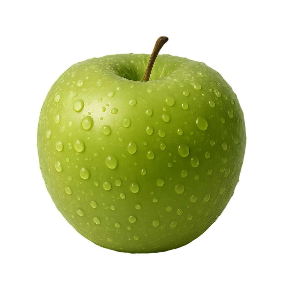High resolution green apple isolated item photorealistic image in nature environment png