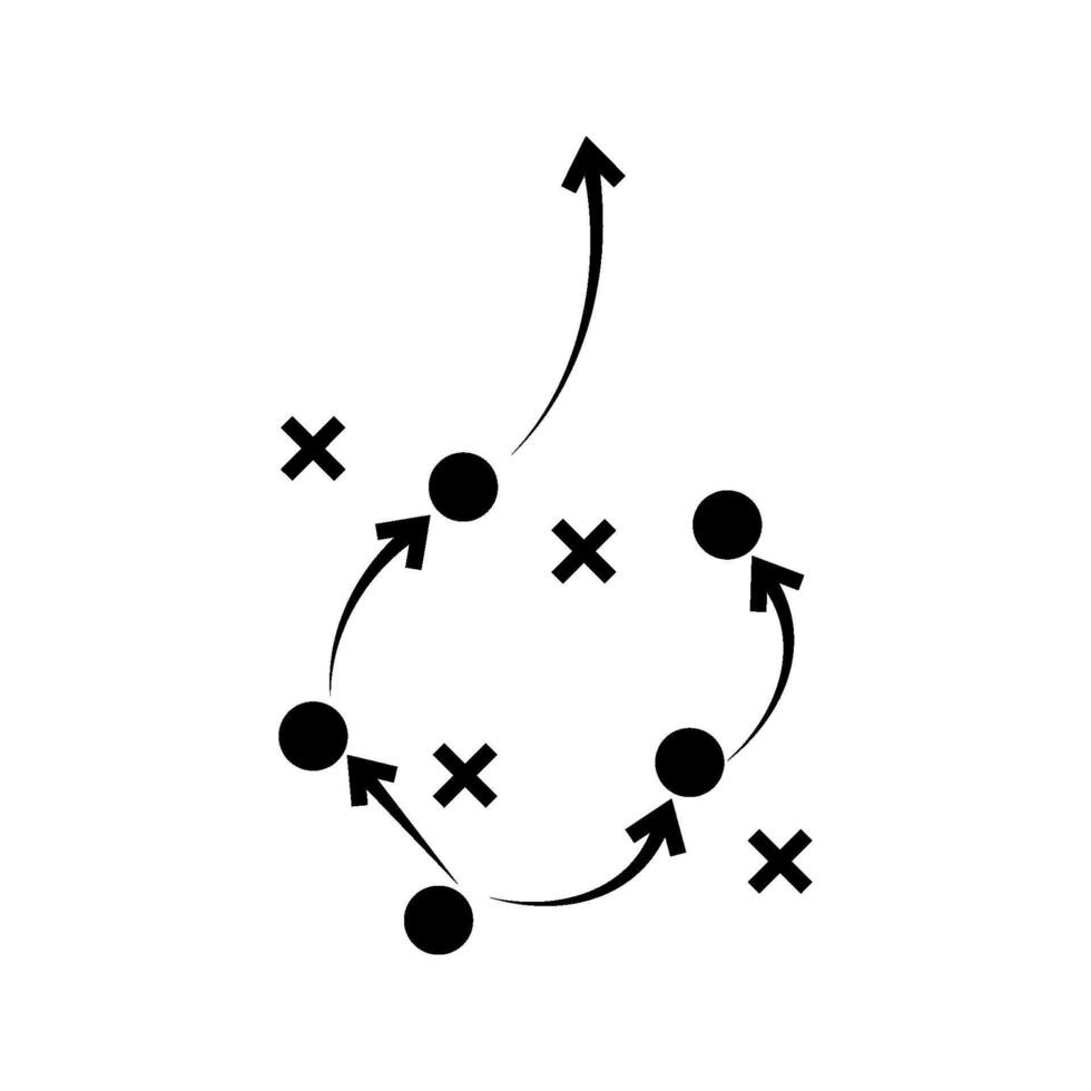 soccer tactics icon, game success strategy in football, scheme play, illustration on white background. vector
