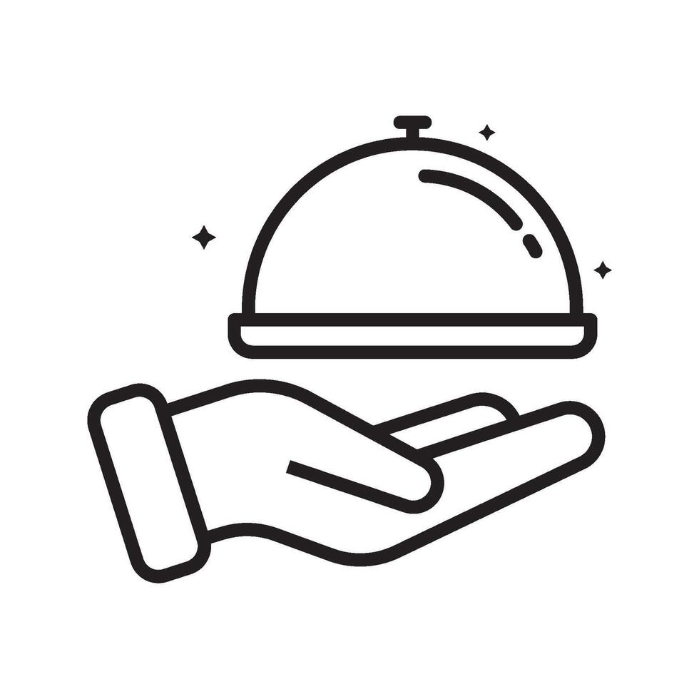 Tray on the hand icon Illustration on the white background. vector