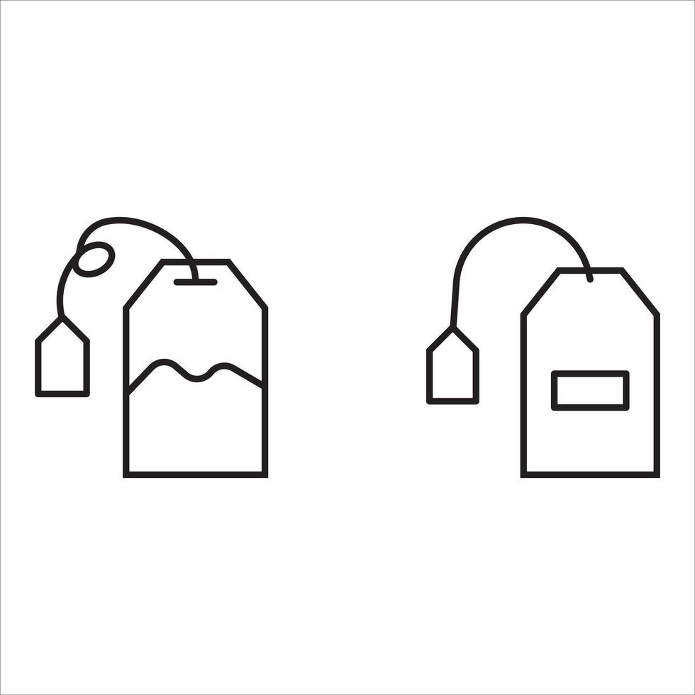 Tea bag icon set. Teabag symbol. Herbal drink packaging label isolated illustration. vector