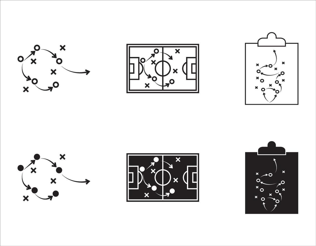 soccer tactics icon set, soccer game success strategy, game scheme, illustration on white background.for app, web and digital design. illustration. vector