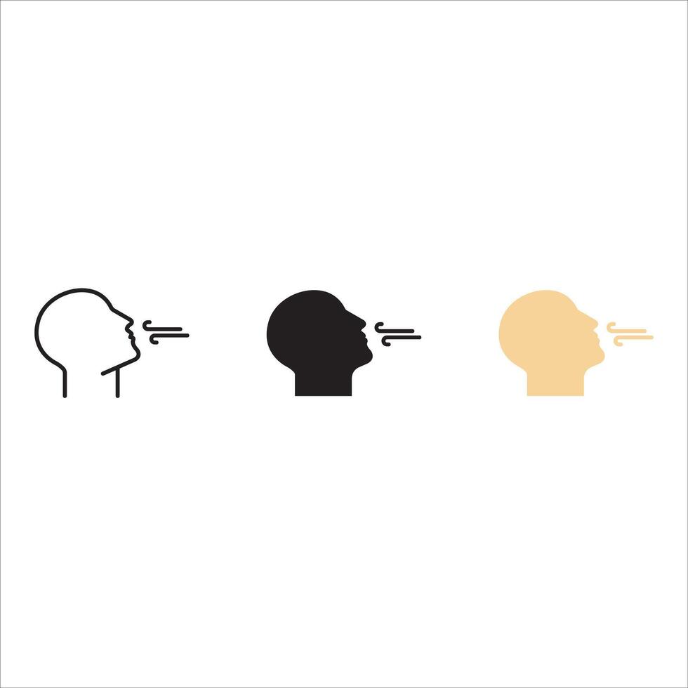 Breathing icon set. Breath difficulties sign. Respiration problems symbol. illustration vector