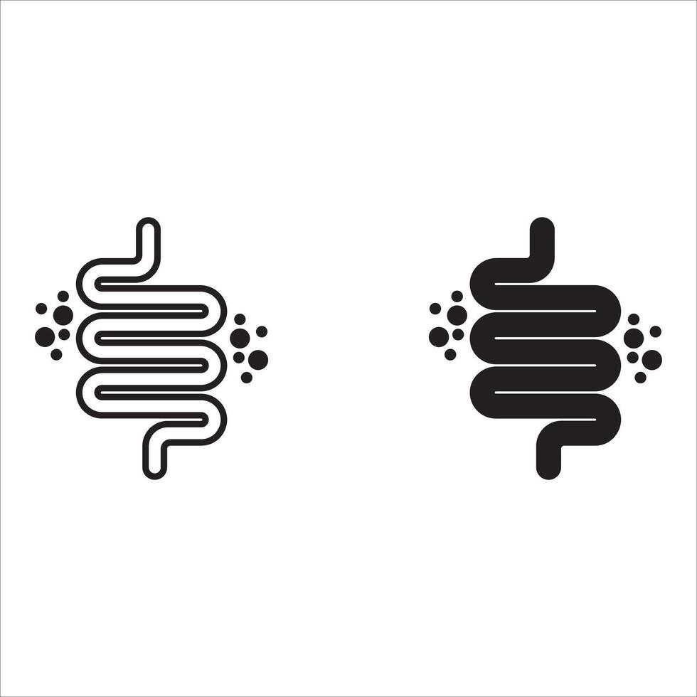 Colitis. Gut constipation icon. Abdominal, bloating . Stomach. Gastroenterology for medical design. Health care. Stomach set icon for medical design. illustration vector