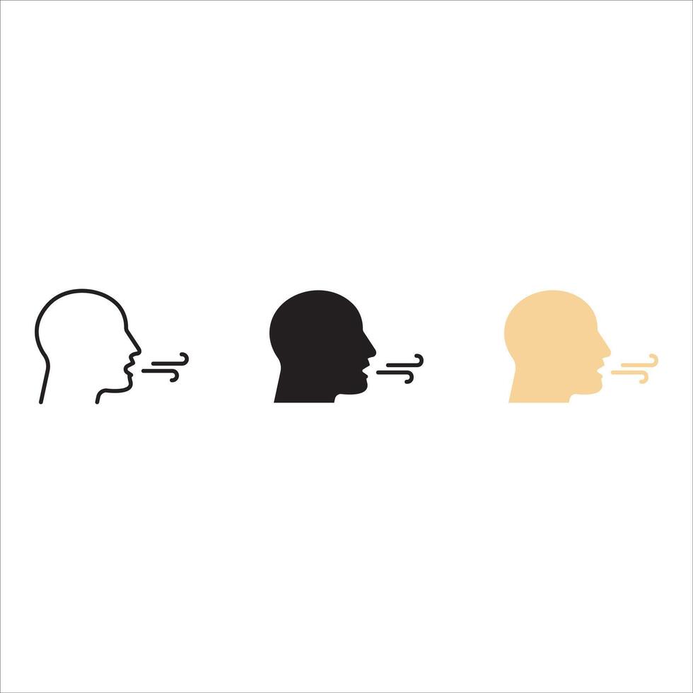 Cough line icon set, pictogram of flu or coronavirus symptom. illustration on white background vector