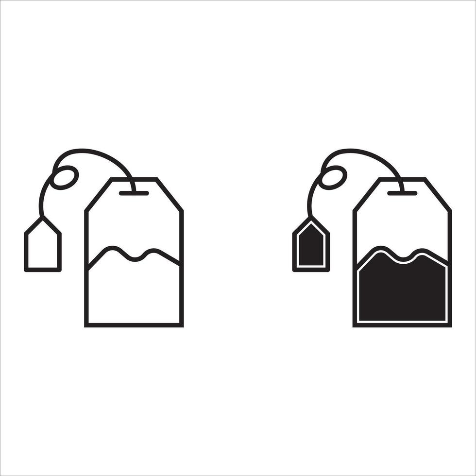 Tea bag icons in black line and filled versions vector