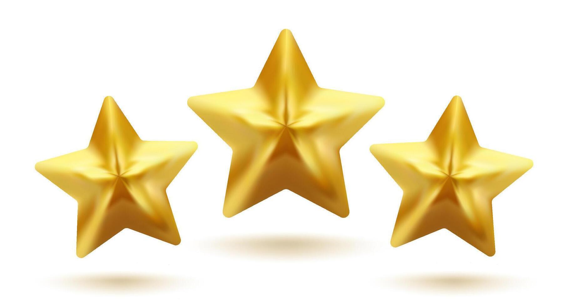 Icon of golden star in realistic 3D style. Achievements for games or customer rating feedback of website. Illustration of gold star in realistic style vector