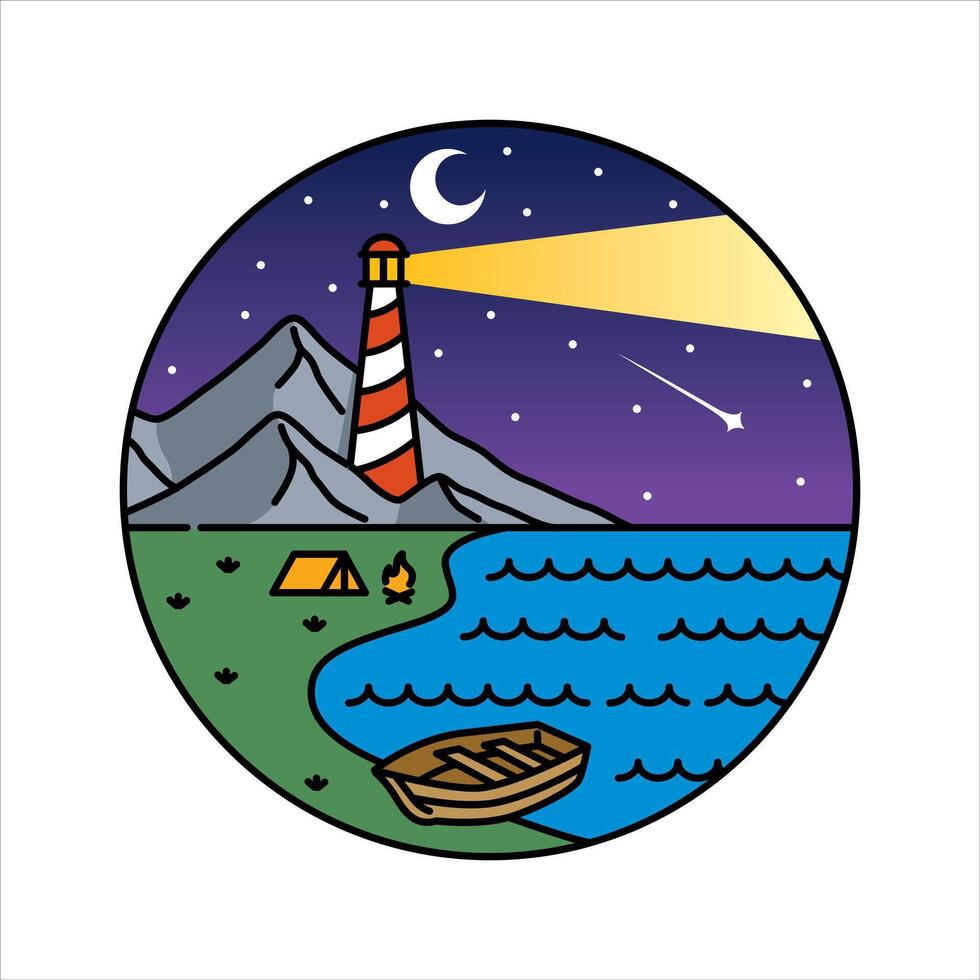 Scenery lighthouse in the frame illustration vector