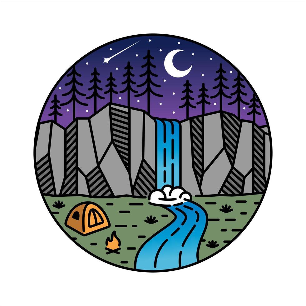 Natural scenery in the night illustration vector