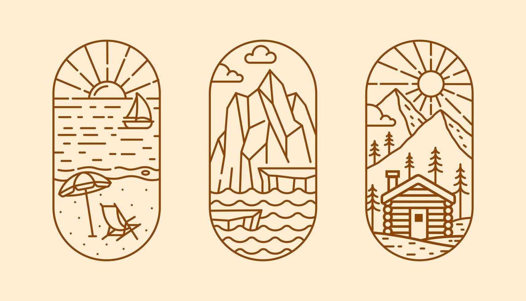 Nature line art illustration vector