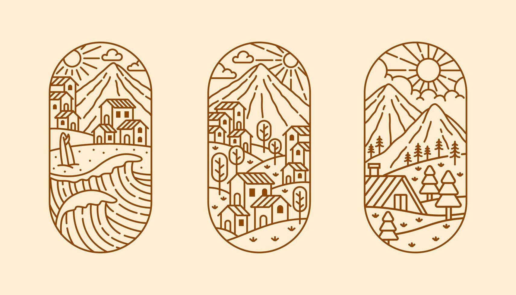 Beautiful nature line art illustration design vector