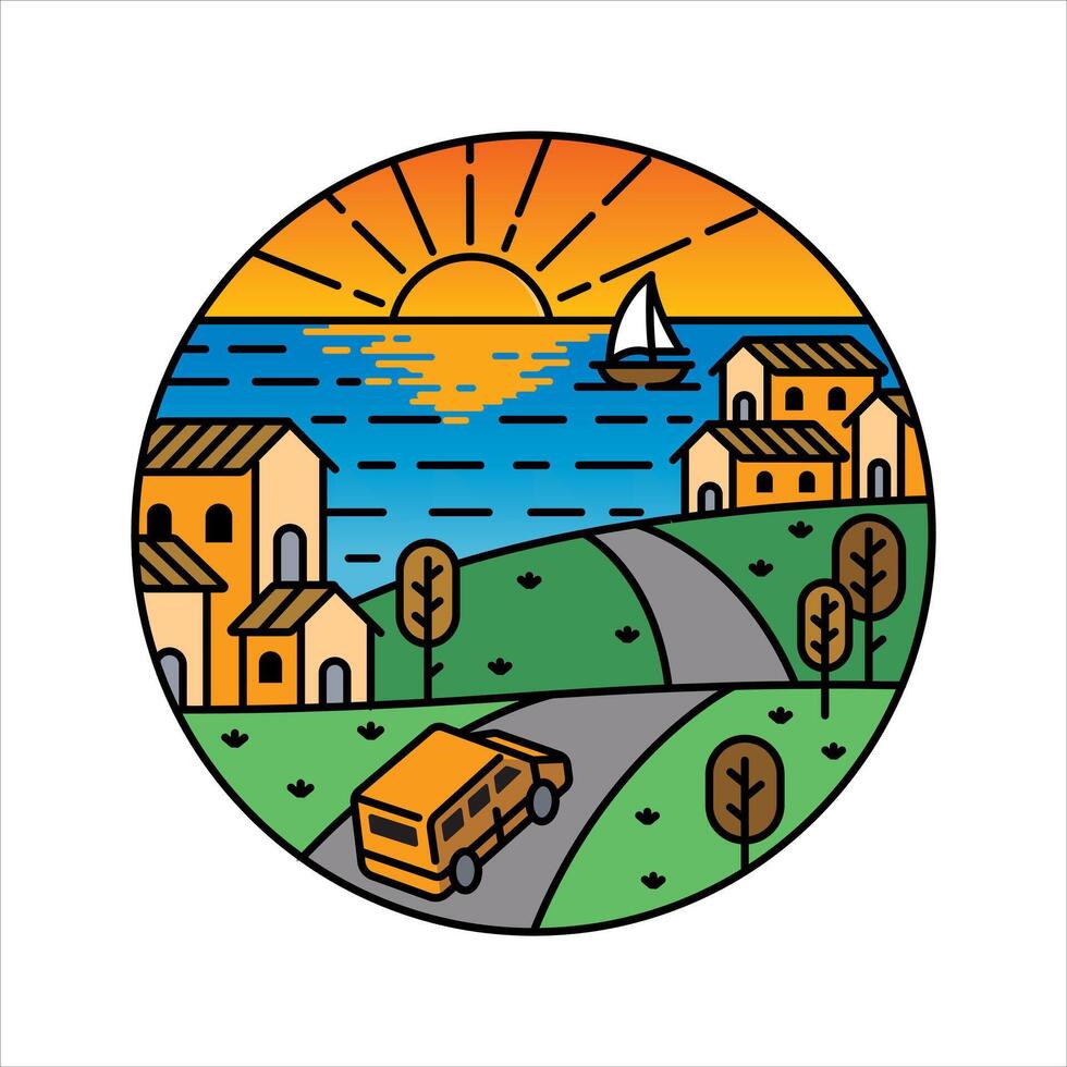 Sunset in the frame illustration vector