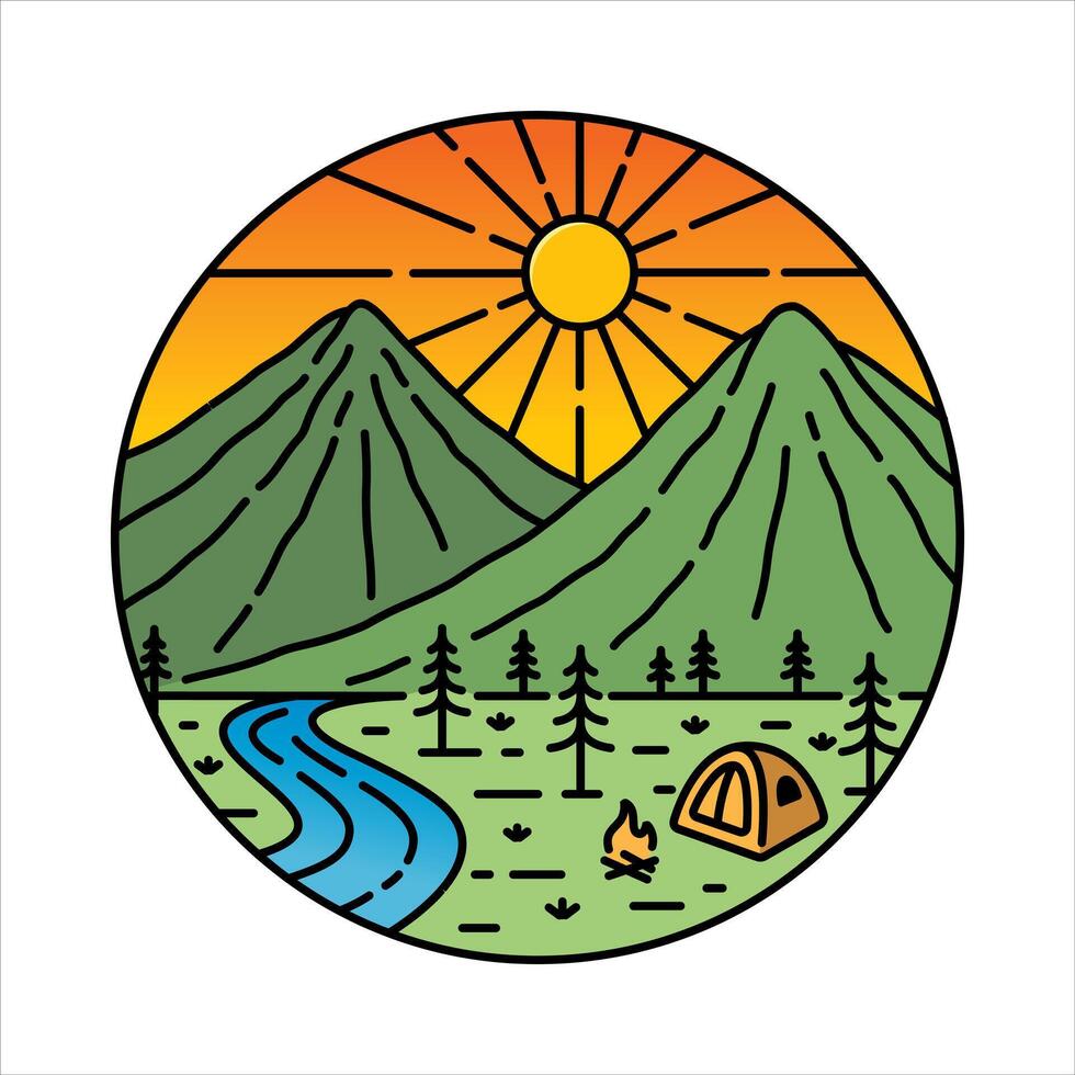 Scenery camping frame illustration vector