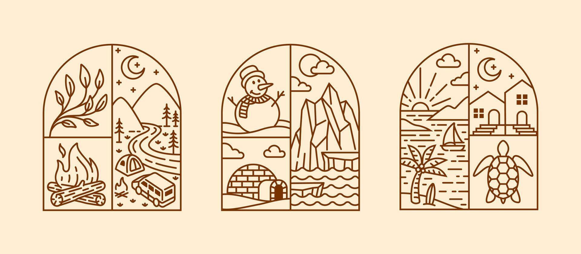 Natural many kinds of view in the form of a window vector