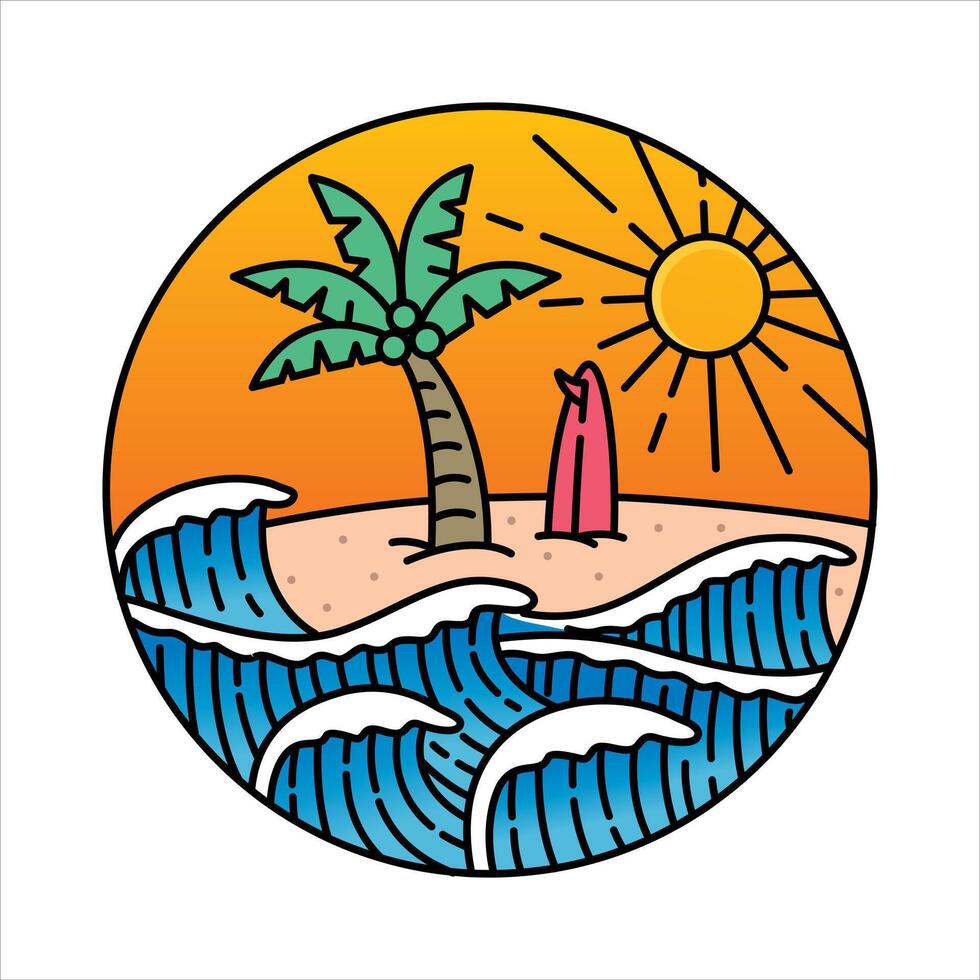 Natural scenery wave in the frame illustration vector