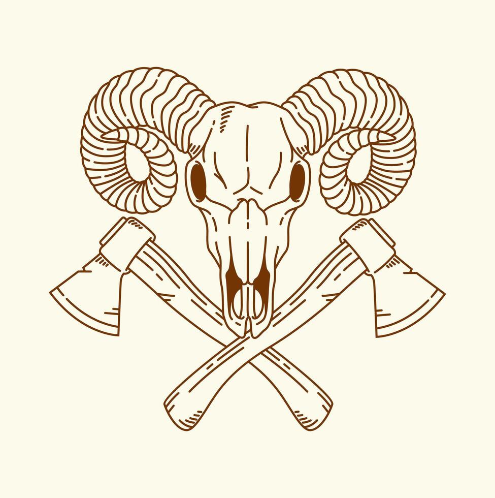 Sheep skull line art design illustration vector