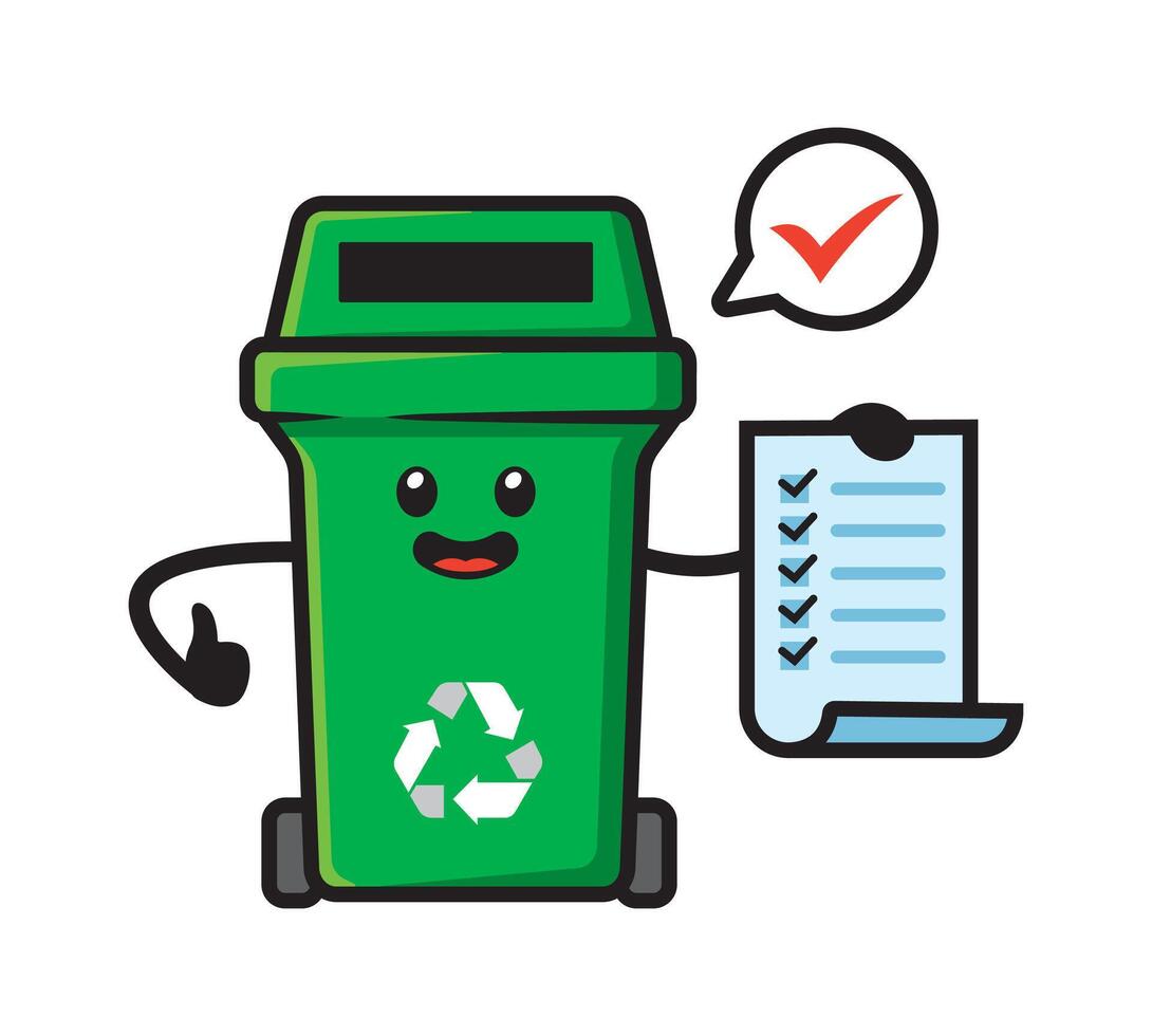 Cute trash can mascot character design vector