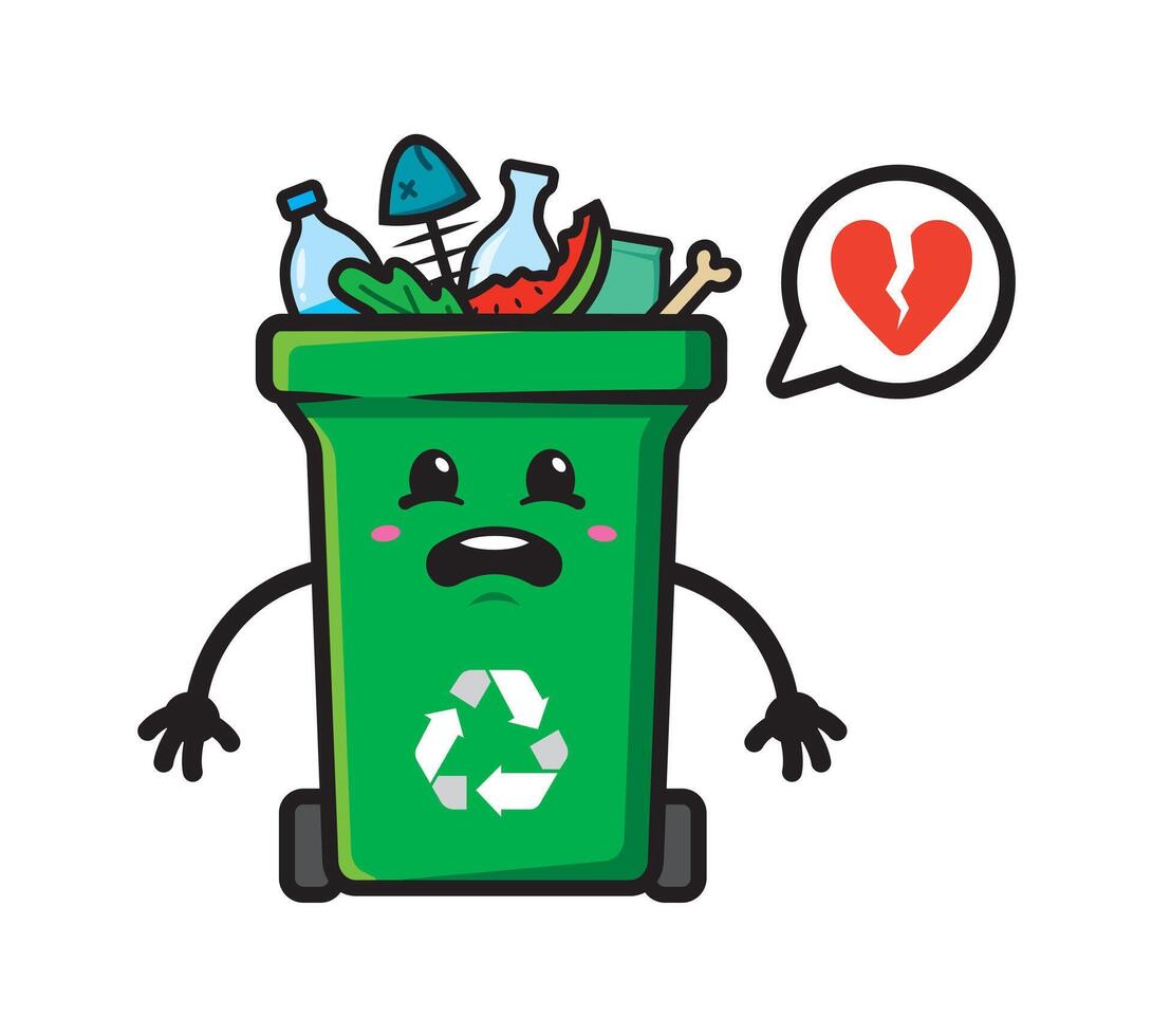 Cute mascot trash character design vector