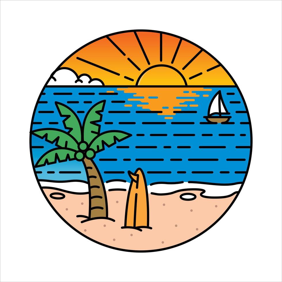 Scenery beach in the frame illustration vector