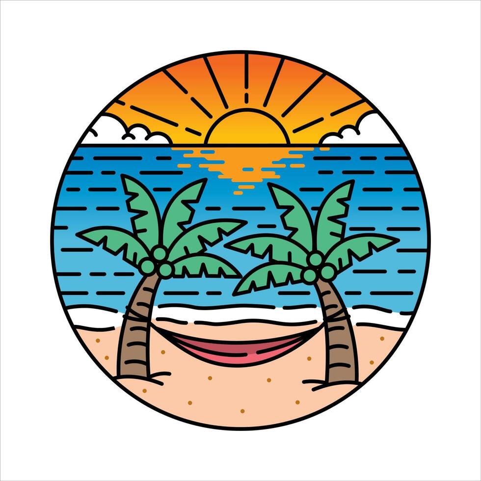 Beach scenery in the frame illustration vector