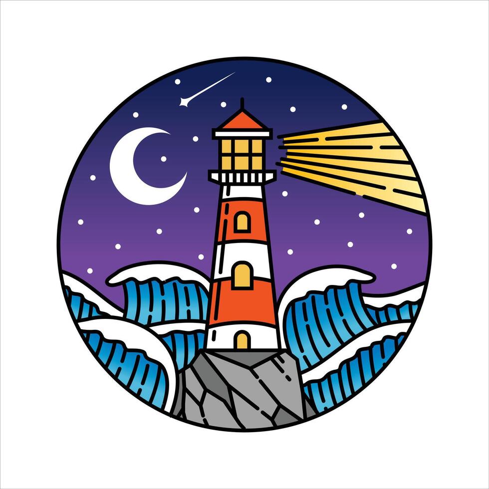 Beautiful scenery moolight illustration vector