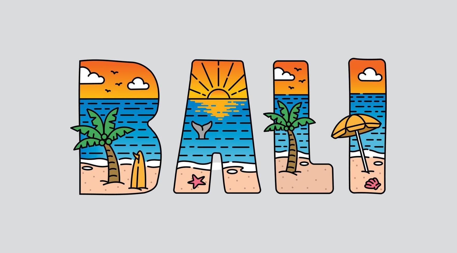 logo text bali design . cities in indonesia vector