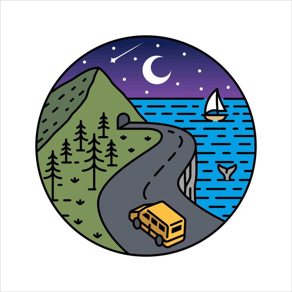 Scenery car in the frame illustration vector