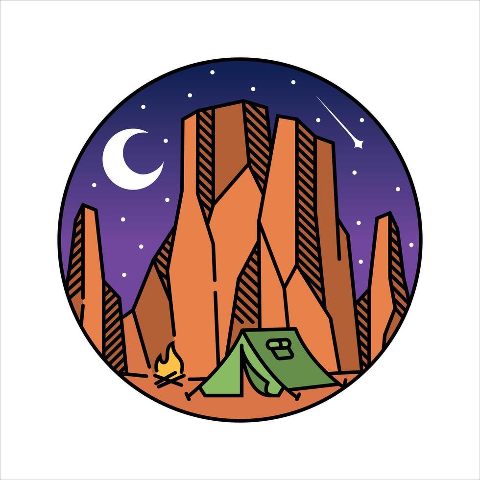 Natural scenery moon in the frame illustration vector