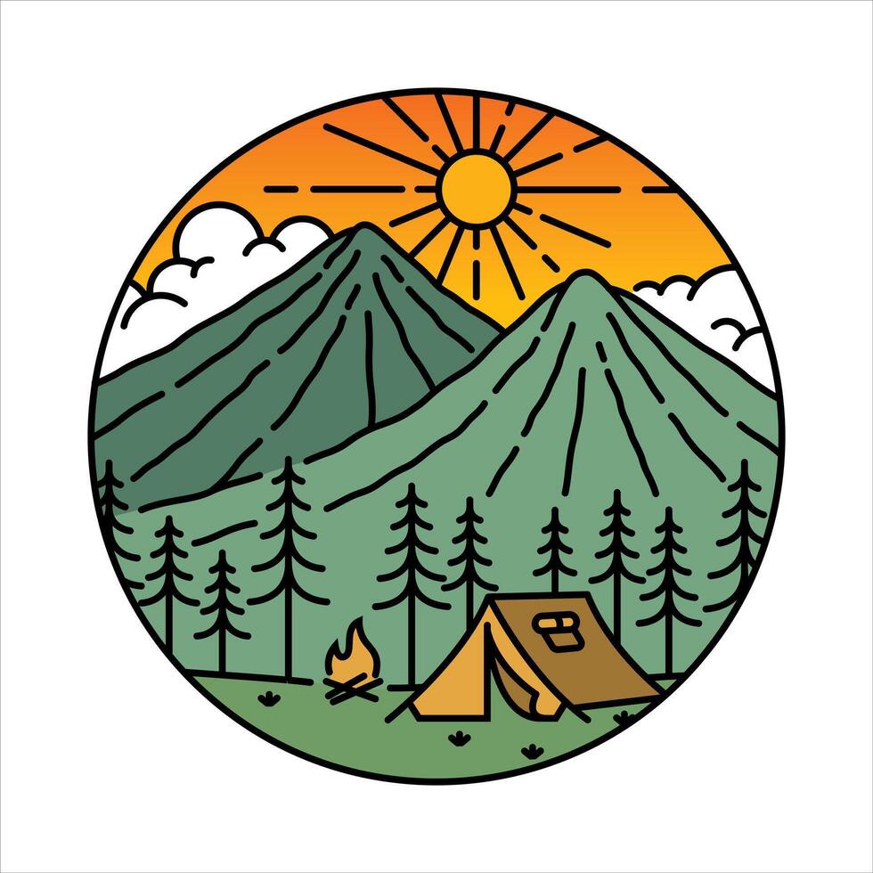 Scenery mountains in the frame illustration vector