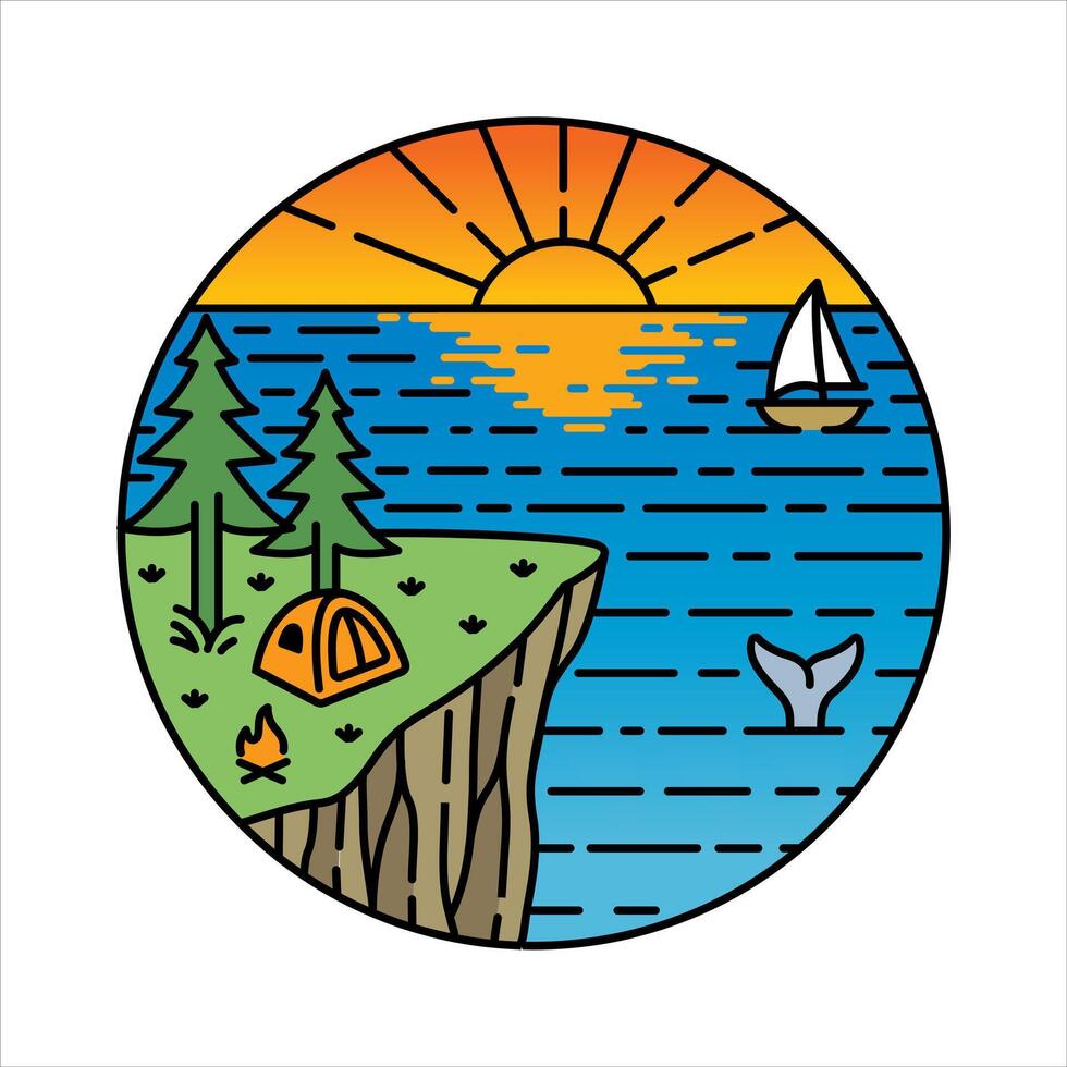 Beautiful natural scenery in the frame vector