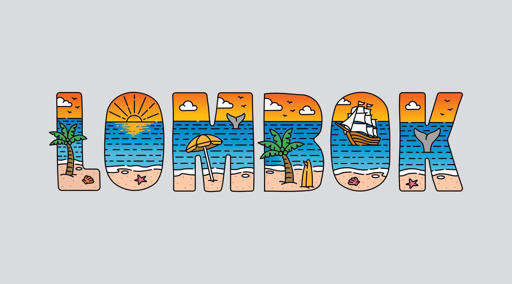 logo text lombok design . cities in indonesia vector