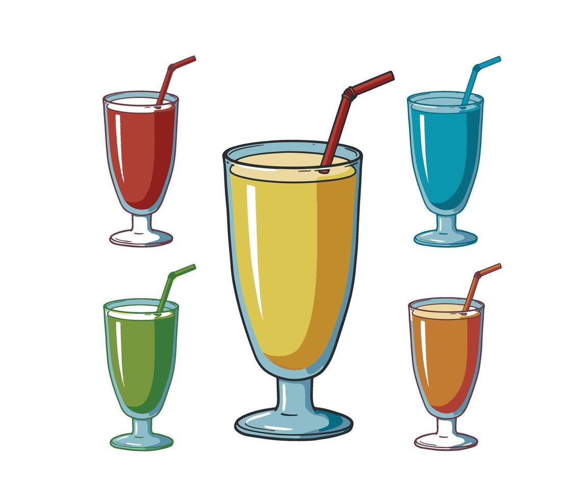 Vibrant Colorful Drinks and Cold Tasty Juice for Refreshing Days vector