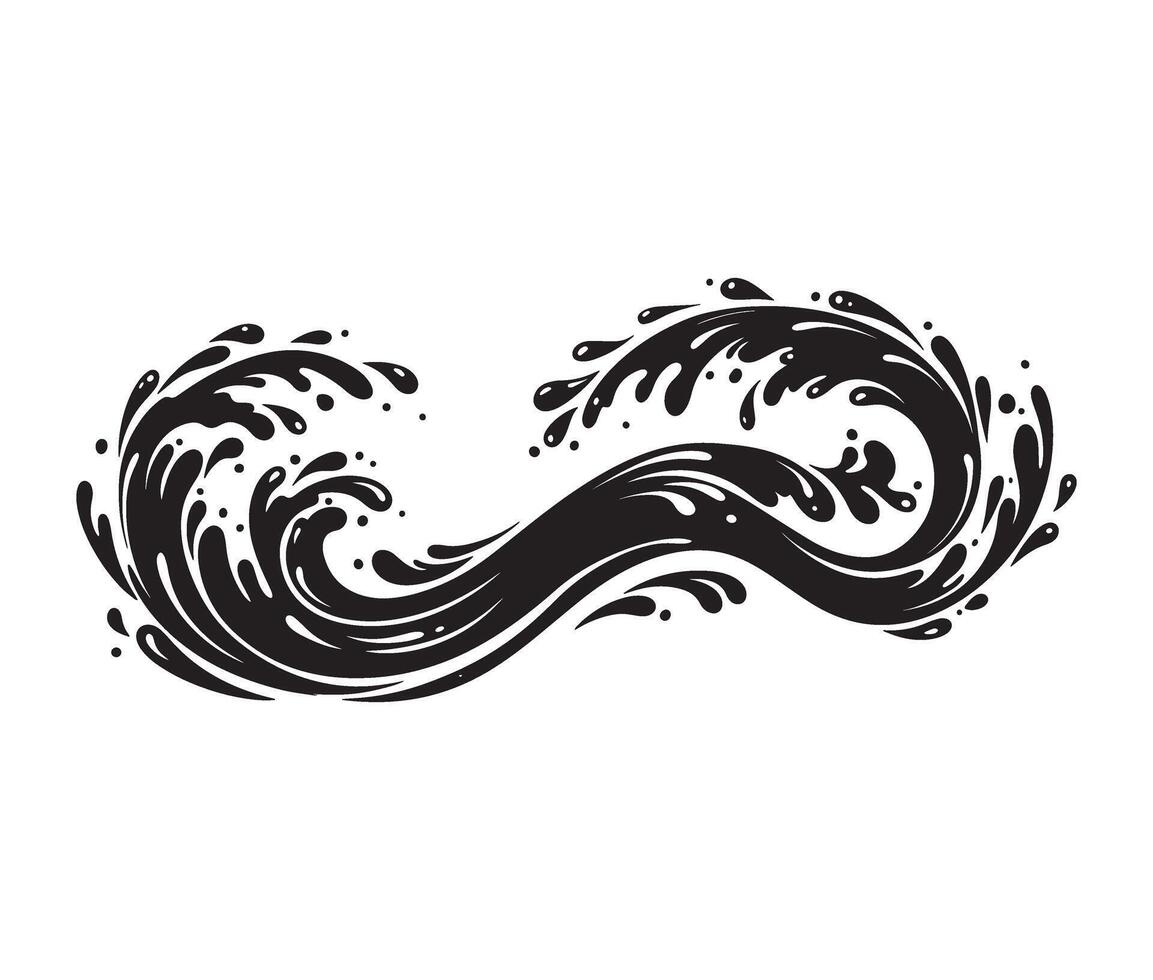 High-resolution artistic black ink splash wave with bold strokes vector