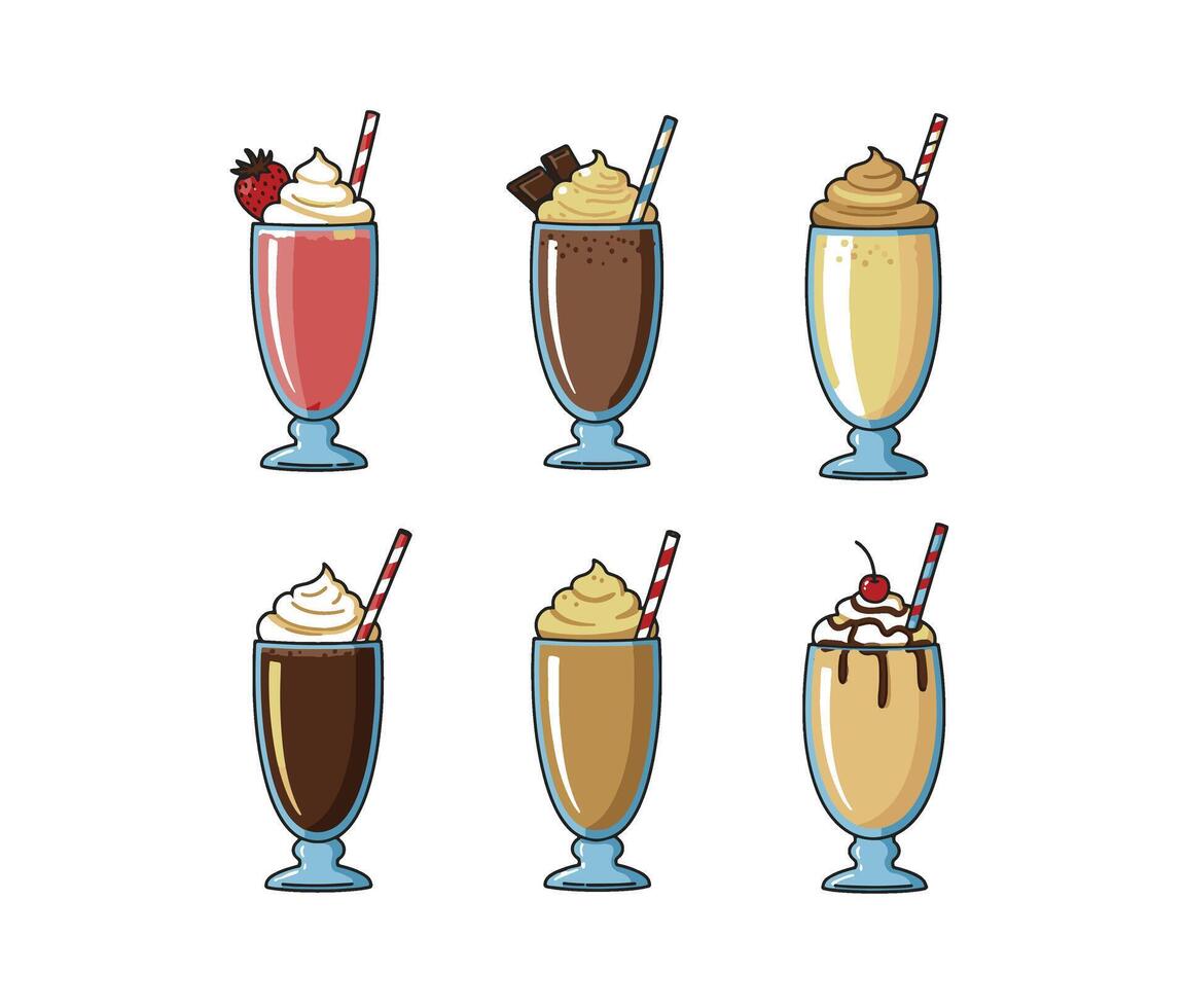 Tasty Cold Drinks and Colorful Juice in Refreshing Glasses vector