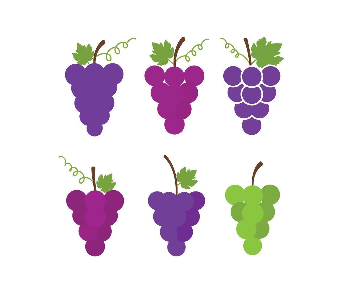 Flat Style Grape Cluster Icons for Creative and Professional Use vector