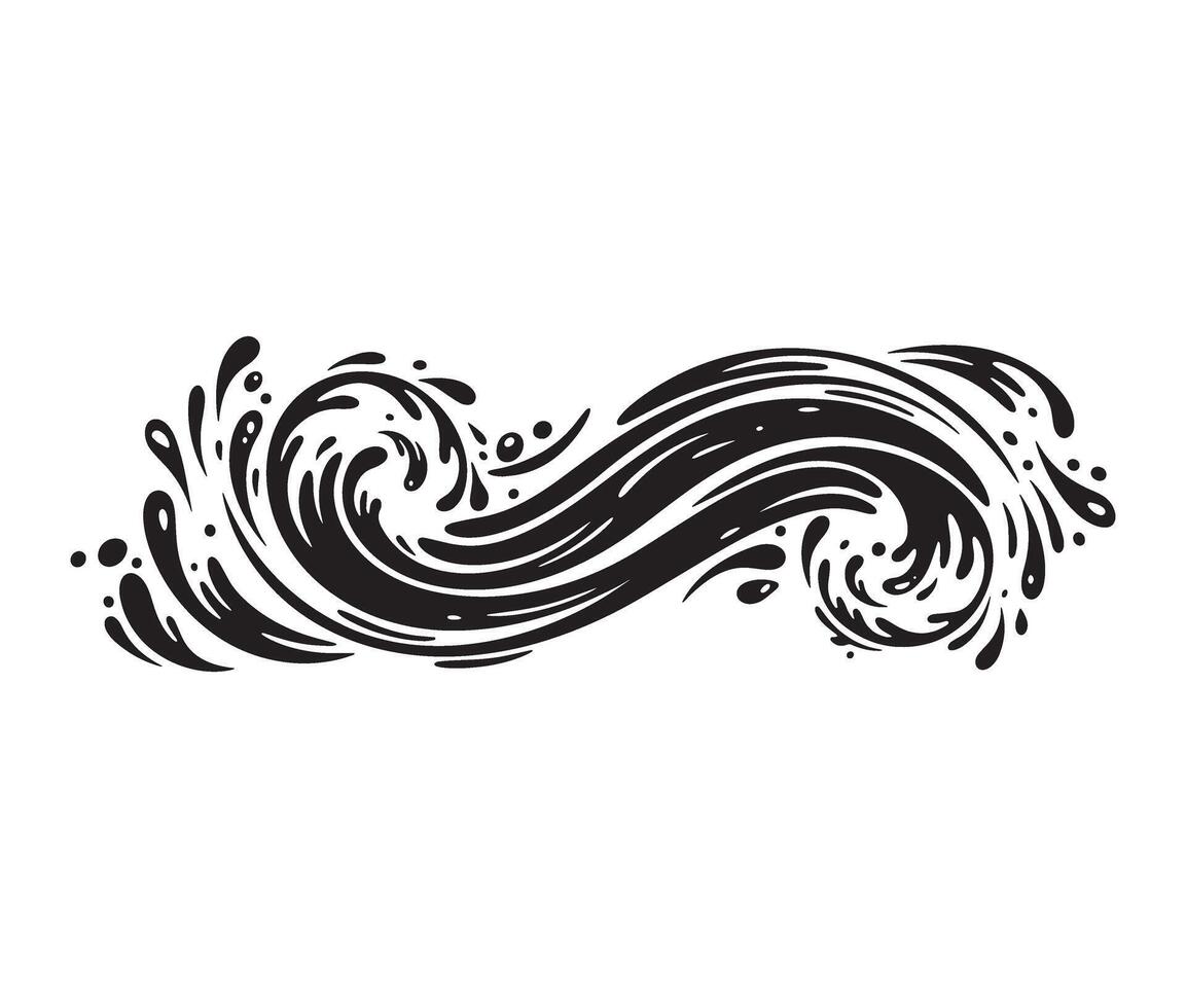 Unique ocean tide wave splash design with dynamic movement vector